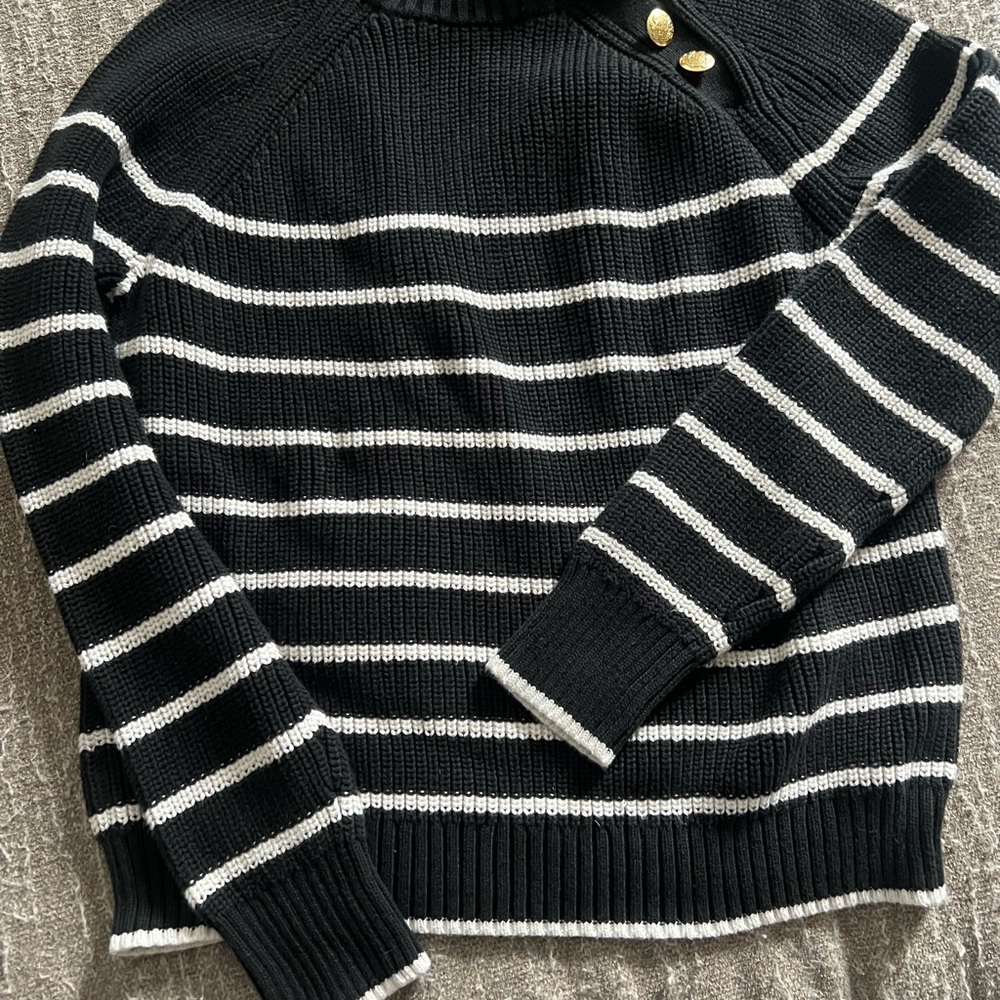 J crew Striped Black and White Sweater